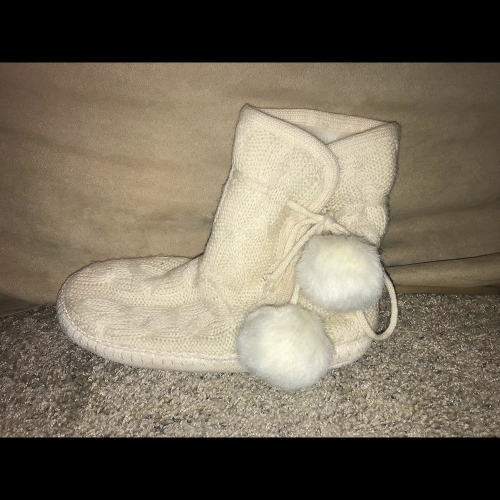 Cream Crochet Slippers